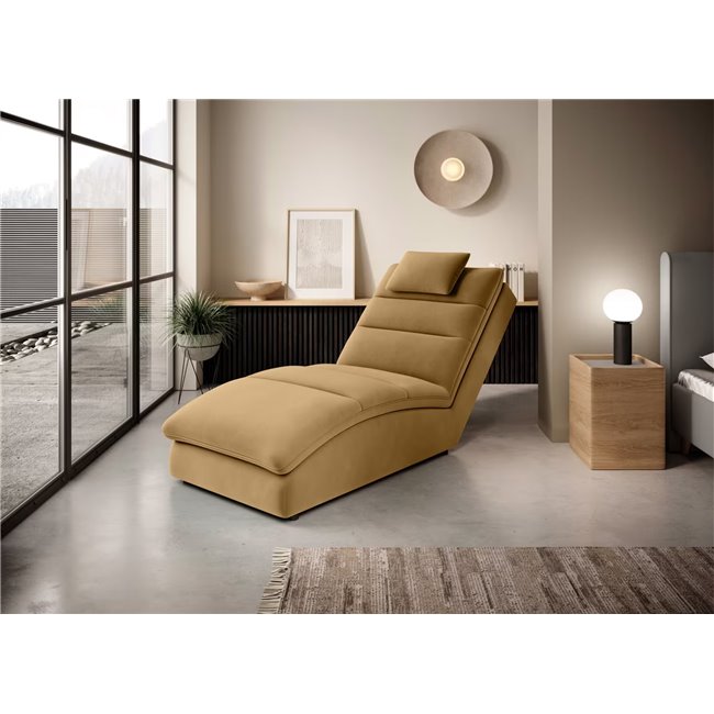 Chaise lounge chair Eltaco, Nube 45, velvet, yellow, H95x85x170cm