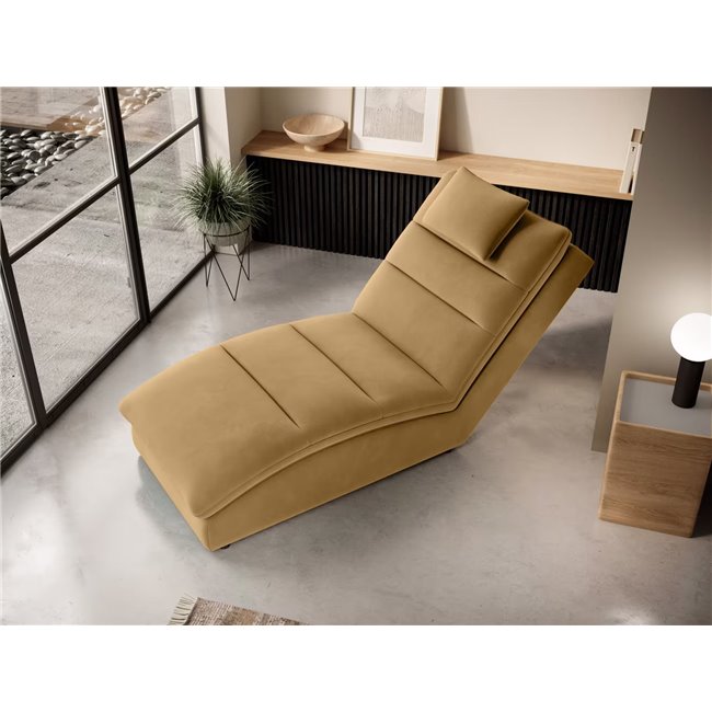 Chaise lounge chair Eltaco, Nube 45, velvet, yellow, H95x85x170cm