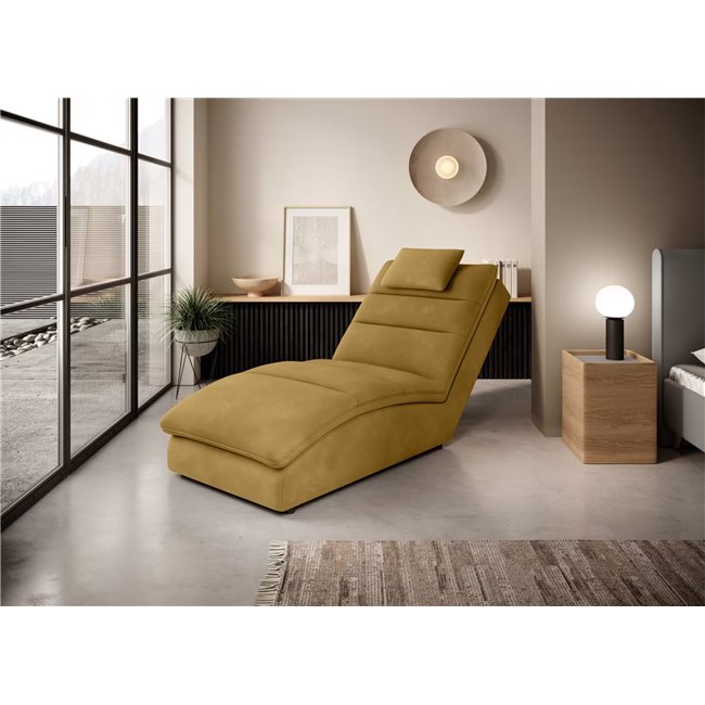 Chaise lounge chair Eltaco, Loco 45, velvet, yellow, H95x85x170cm