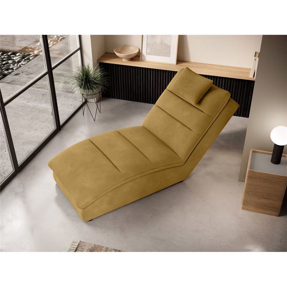 Chaise lounge chair Eltaco, Loco 45, velvet, yellow, H95x85x170cm