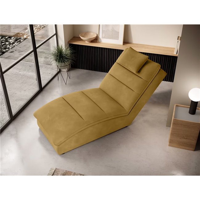 Chaise lounge chair Eltaco, Loco 45, velvet, yellow, H95x85x170cm