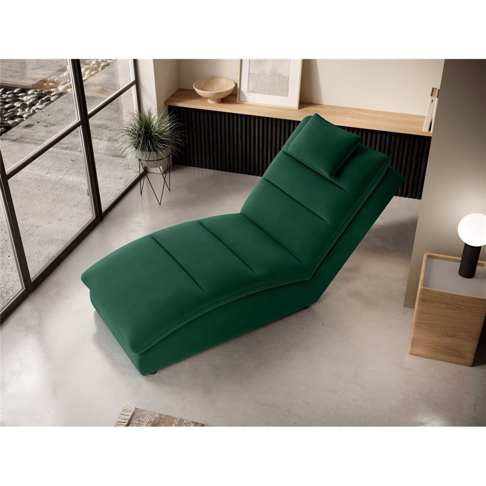 Chaise lounge chair Eltaco, Nube 35, velvet, dark green, H95x85x170cm