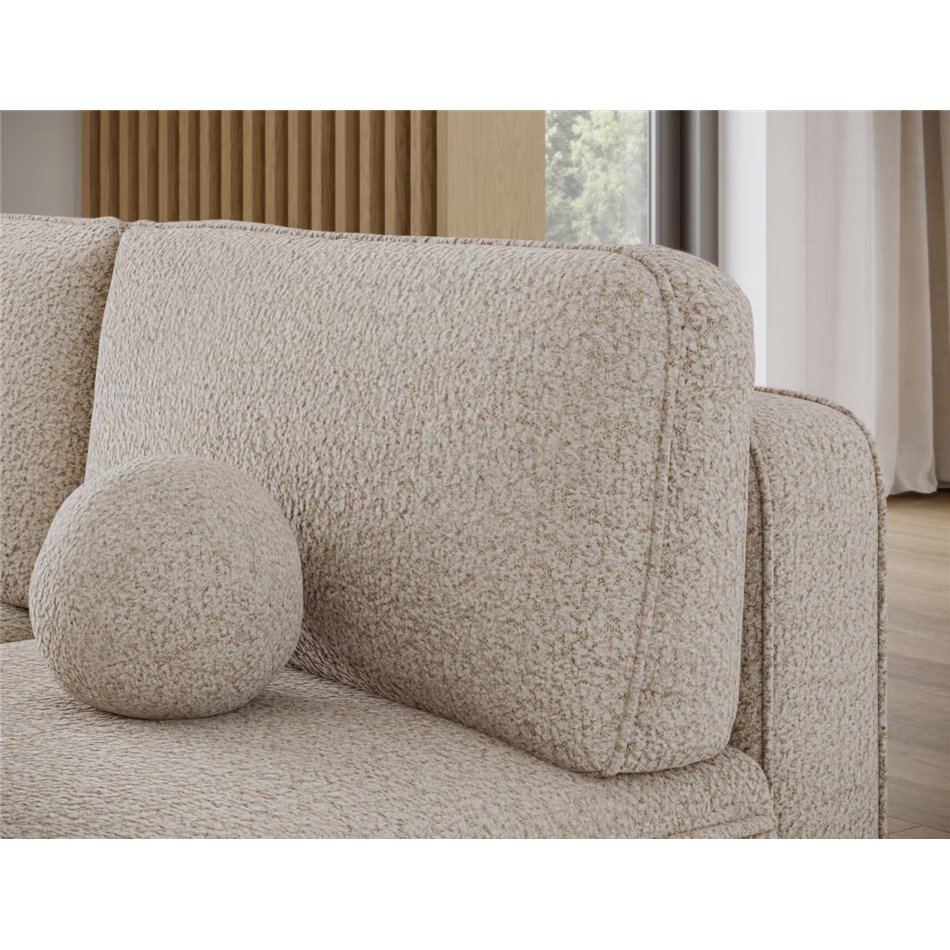 Угловой диван Elivosa L, раздвижной, Royal 18, букле, бежевый, H93x220x144cm