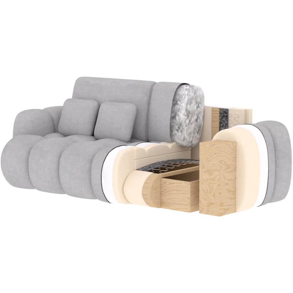 Sofa bed Elcotonn, sleeping function, Modullo 03, grey, H105x256x119cm