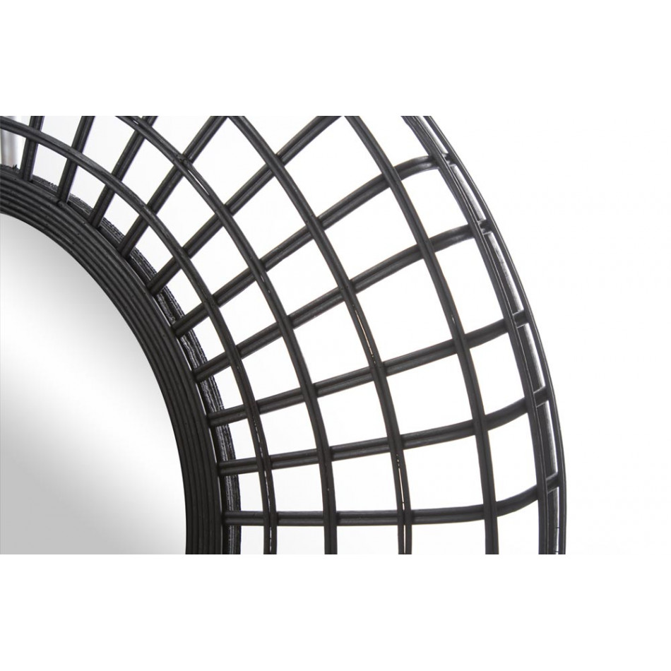 Wall mirror Bamboo, black, D81x9cm