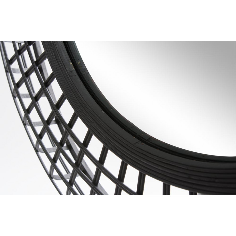 Wall mirror Bamboo, black, D81x9cm