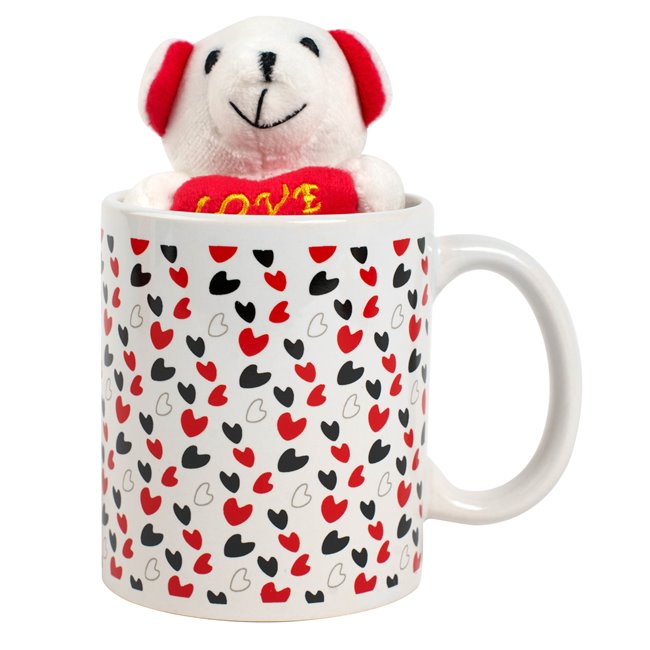 Kruus Little hearts and plush Teddy, 380ml, H10cm, D8cm