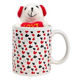Kruus Little hearts and plush Teddy, 380ml, H10cm, D8cm