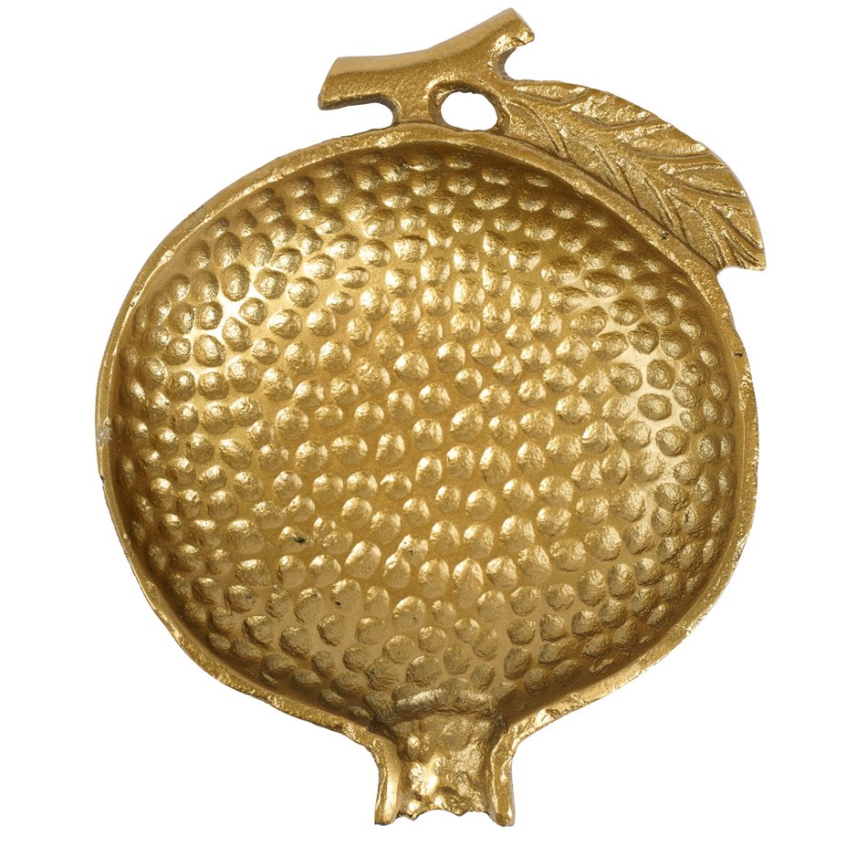 Декоративный поднос Janna brass antique, металл, золотой цвет, 18x15cm H3cm