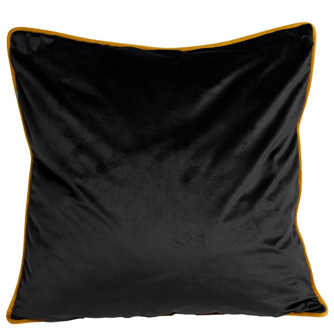 Decorative pillowcase Riviera, black, with mustard color trim, 60x60cm