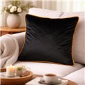 Decorative pillowcase Riviera, black, with mustard color trim, 60x60cm