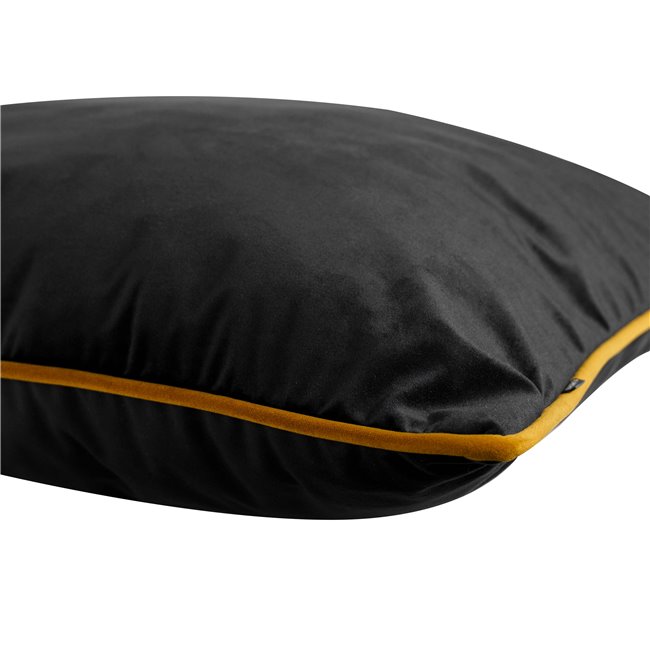 Decorative pillowcase Riviera, black, with mustard color trim, 60x60cm
