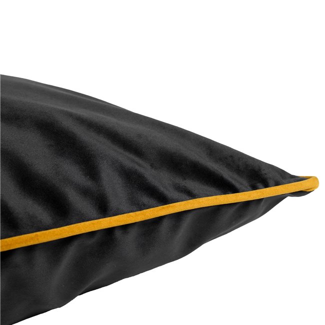 Decorative pillowcase Riviera, black, with mustard color trim, 60x60cm