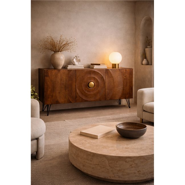 Puhvetkapp Bailey 3D brown, mangopuit/MDF/metall, H75x38x160cm