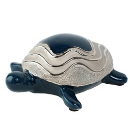 Dekoratiivne kuju Turtle Wavy, keraamiline, sinine/hõbedane värv, H5.5x13.5x11.5cm