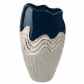 Vaas Wavy L, sinine/hõbedane värv, keraamika, H39x11x22.5cm