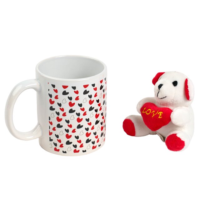Kruus Little hearts and plush Teddy, 380ml, H10cm, D8cm