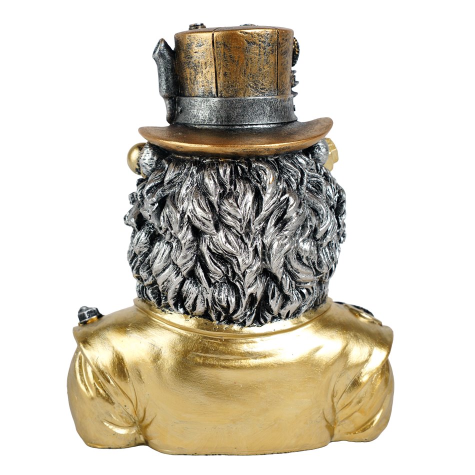 Dekoratiivne kuju Steampunk Lion, hõbedane/kuldne värv, H20.5x11.5x16cm
