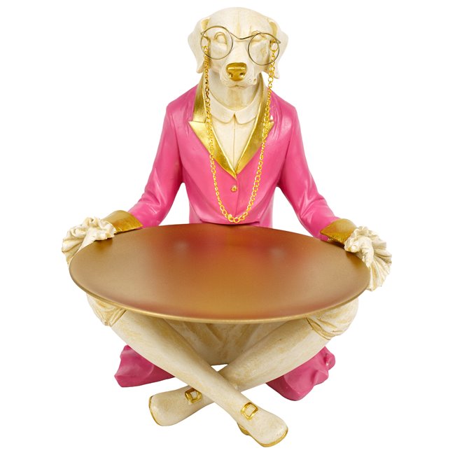 Decorative figure Dog with plate, H28.5x28x24cm