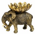 Deco figurine Elephant with tray, black/gold color, H22.5x26x17cm