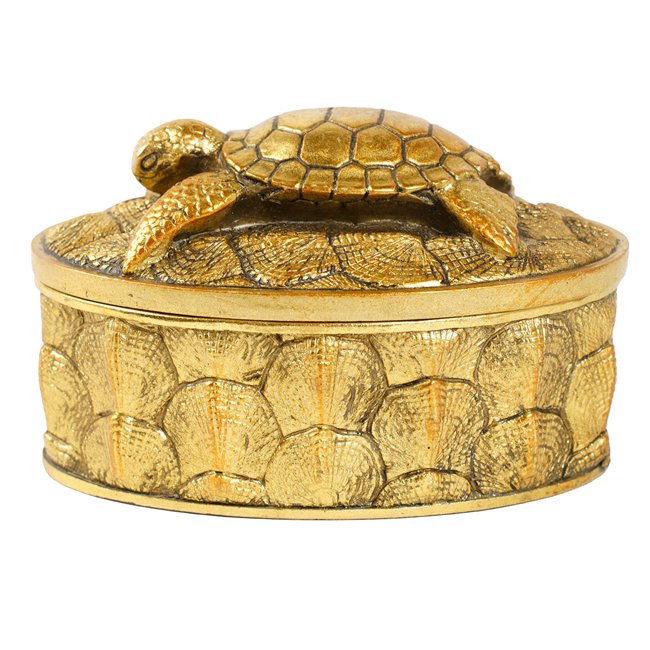 Deco figurine box with lid Box, gold color, H15.5x10x10cm
