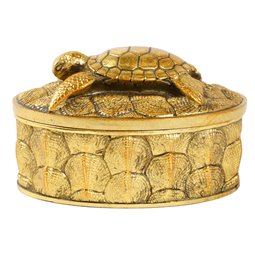 Deco figurine box with lid Box, gold color, H15.5x10x10cm