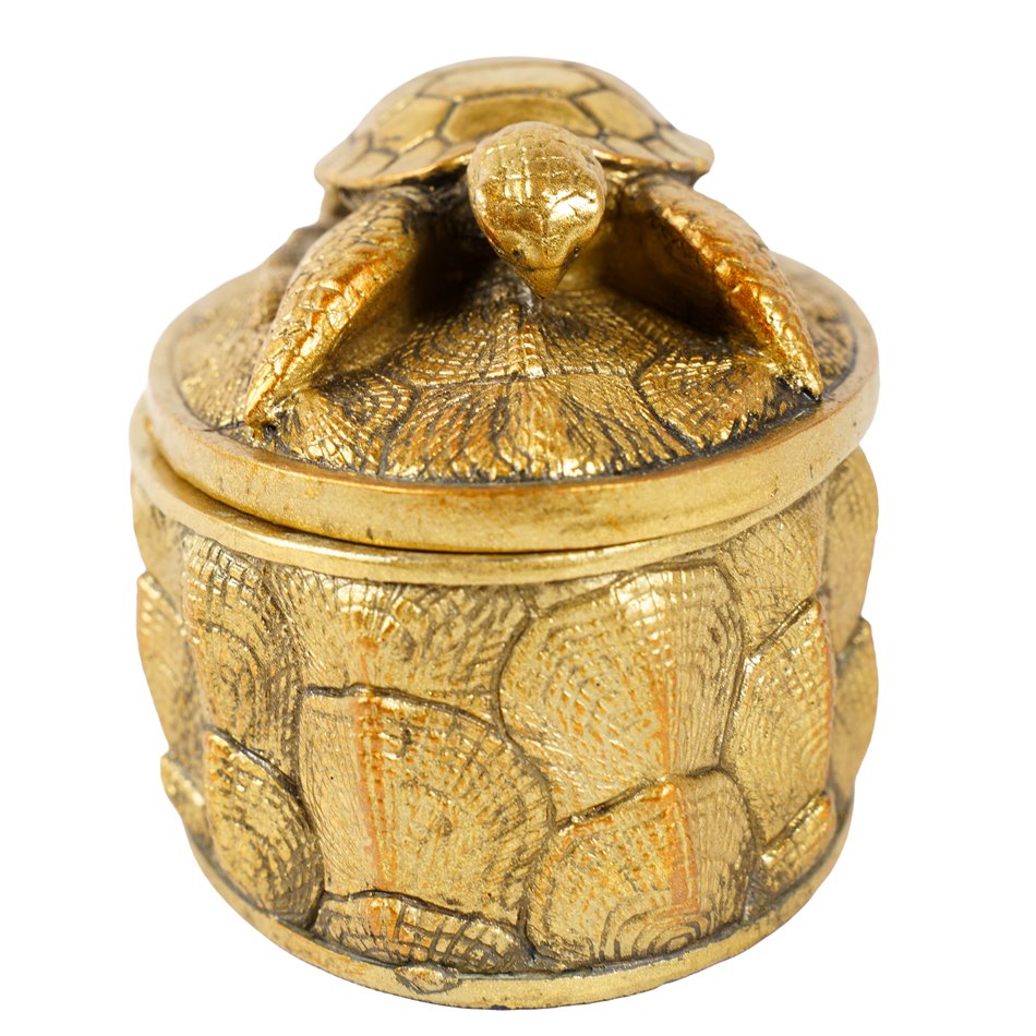 Deco figurine box with lid Box, gold color, H15.5x10x10cm