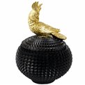 Deco figurine box with lid Bird, black/gold color, H21x15x15cm