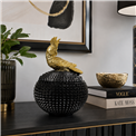 Deco figurine box with lid Bird, black/gold color, H21x15x15cm