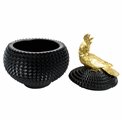 Deco figurine box with lid Bird, black/gold color, H21x15x15cm