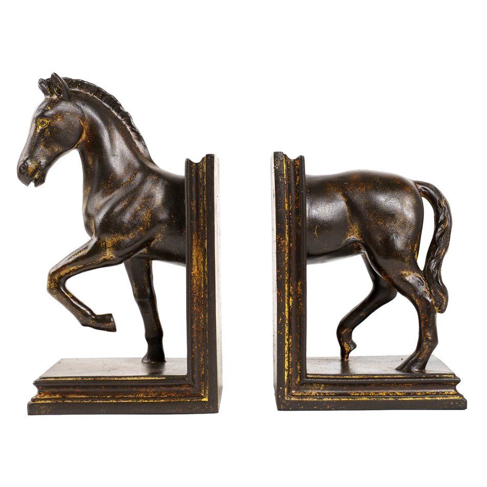 Raamatuhoidja Horse, pruun/kuldne värv, komplekt, H22.5x26x10cm