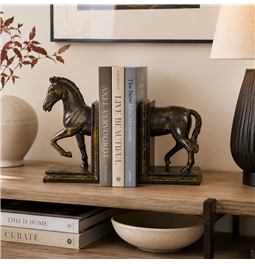 Подставка для книг Horse, коричневый/золотой цвет, комплект, H22.5x26x10cm