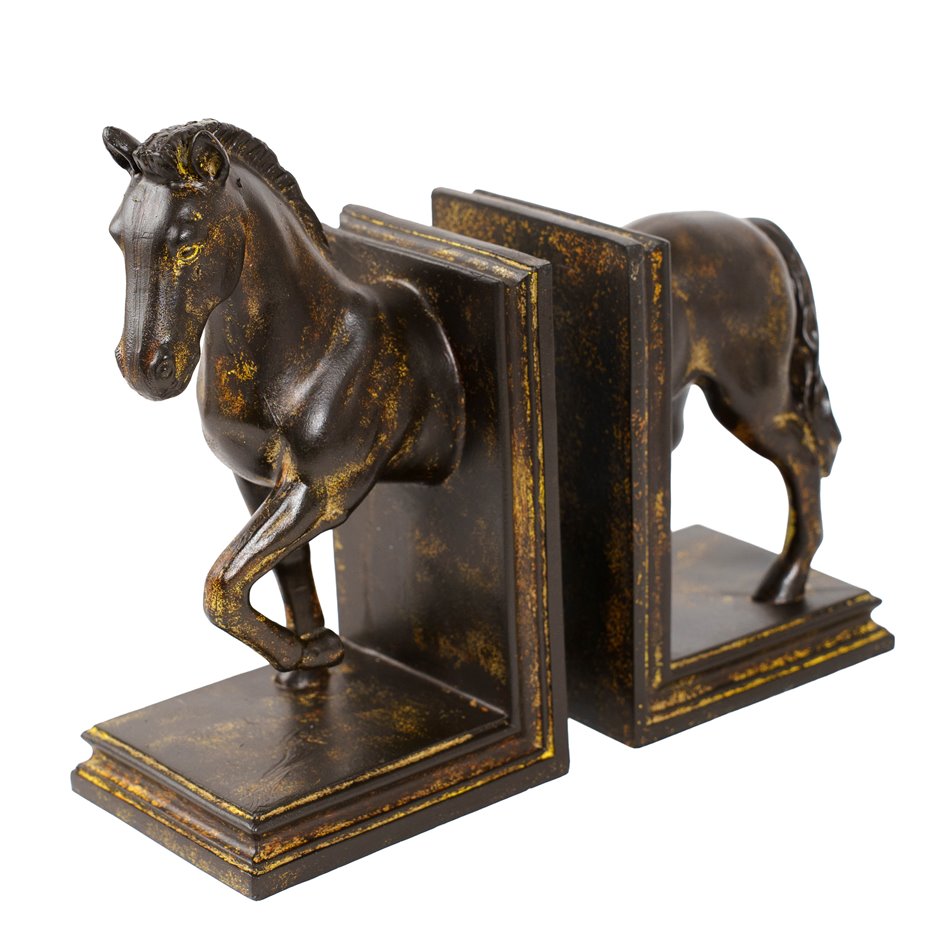 Raamatuhoidja Horse, pruun/kuldne värv, komplekt, H22.5x26x10cm