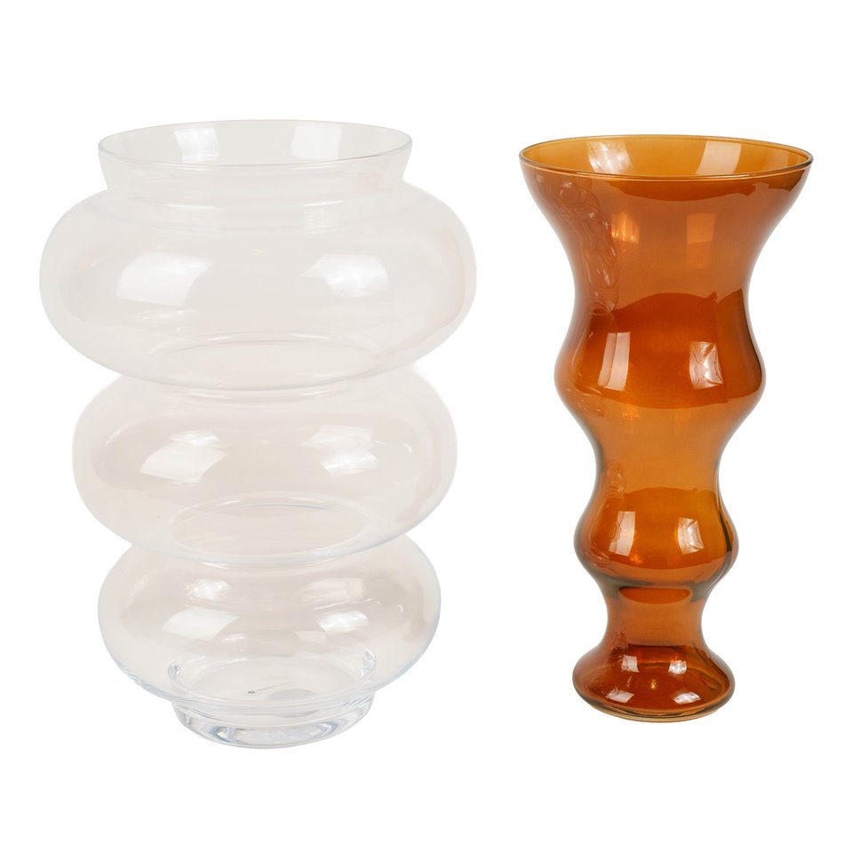 Vaas Double Ambre Matali, läbipaistev/merevaigukollane värv, klaas, H36cm, D25.5cm