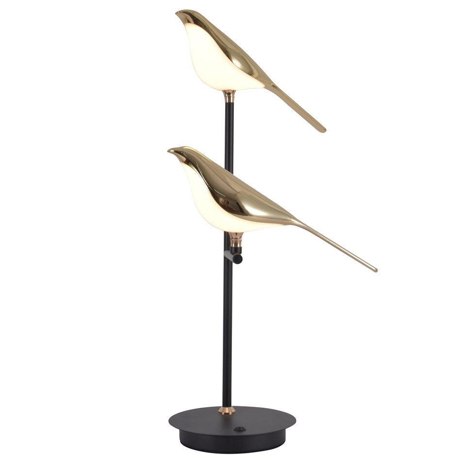 Table lamp Malarro 2, black/gold color, H53cm, D18cm, LED 6W, 3000K