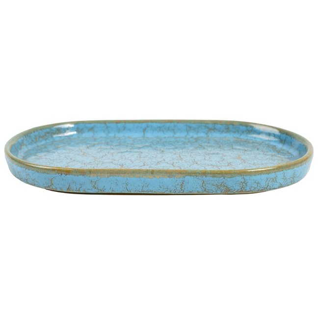 Plate Scratch Blue, oval, brown/blue, porcelain, 25x14cm H2cm