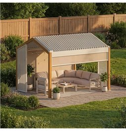 Aia varjualune/pergola Laecozia 4x3m, alumiinium, puiduimitatsioon