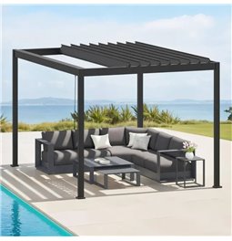 Aia varjualune/pergola Laevora 4x3m, käsitsi reguleeritavate katuselamellidega, alumiinium, grafiidivärvi