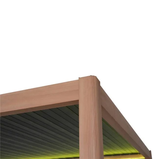 Aia varjualune/pergola Laevora 4x3m, elektriliselt reguleeritav katus, alumiinium, meevärvi puiduimitatsiooniga