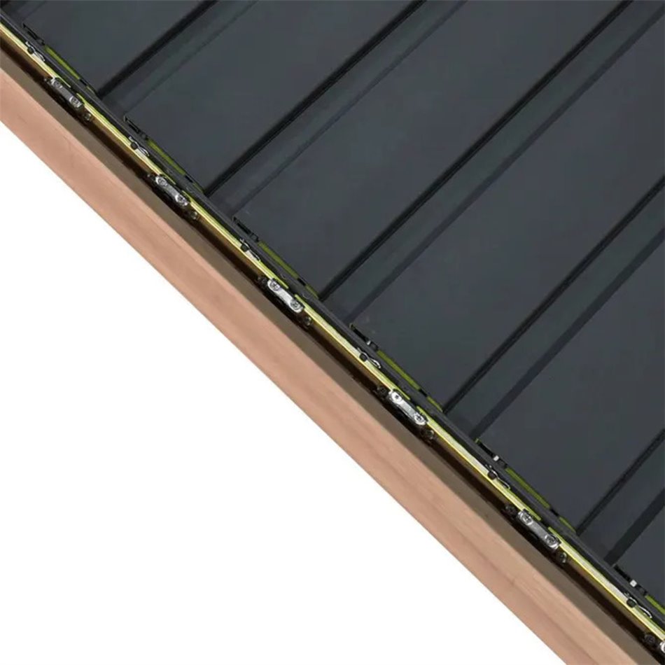 Aia varjualune/pergola Laevora 4x3m, elektriliselt reguleeritav katus, alumiinium, meevärvi puiduimitatsiooniga