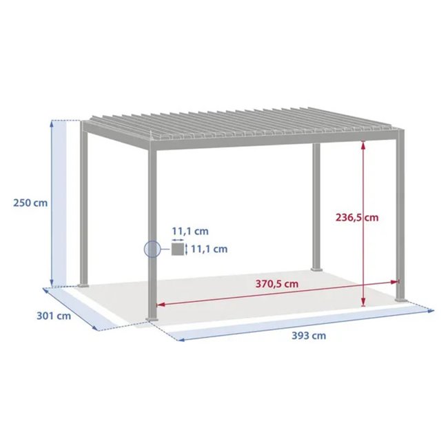 Aia varjualune/pergola Laevora 4x3m, elektriliselt reguleeritav katus, alumiinium, meevärvi puiduimitatsiooniga