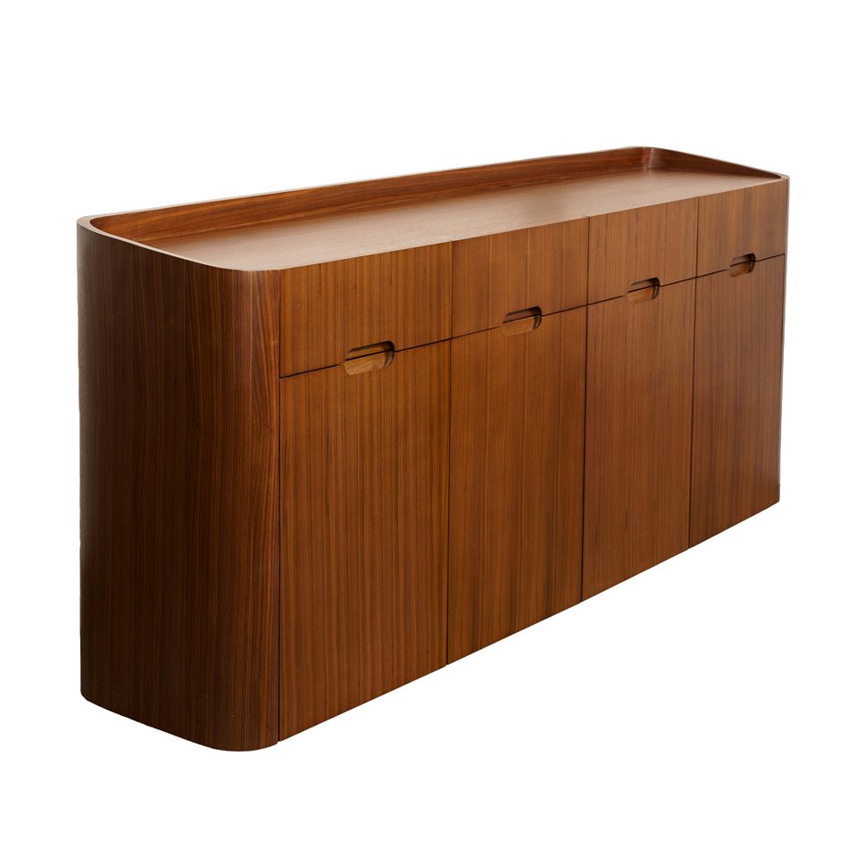 Sideboard Raften 4, 4 doors/4 drawers, walnut veneer/MDF, H80x180x45cm