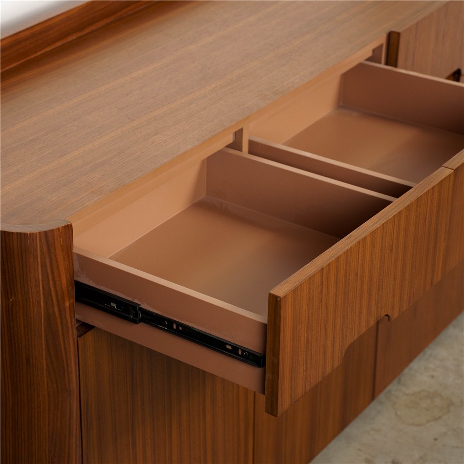 Sideboard Raften 4, 4 doors/4 drawers, walnut veneer/MDF, H80x180x45cm