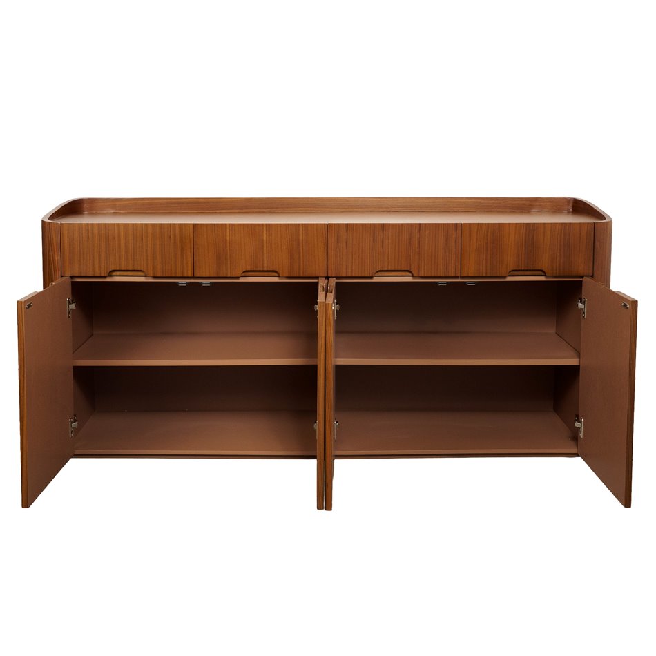 Sideboard Raften 4, 4 doors/4 drawers, walnut veneer/MDF, H80x180x45cm