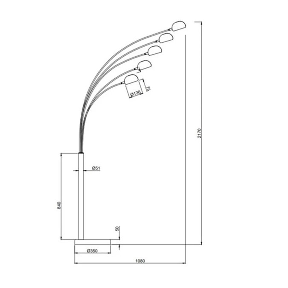 Floor lamp Five Fingers, beige, H217x108x35cm, E14x5 25W(MAX)