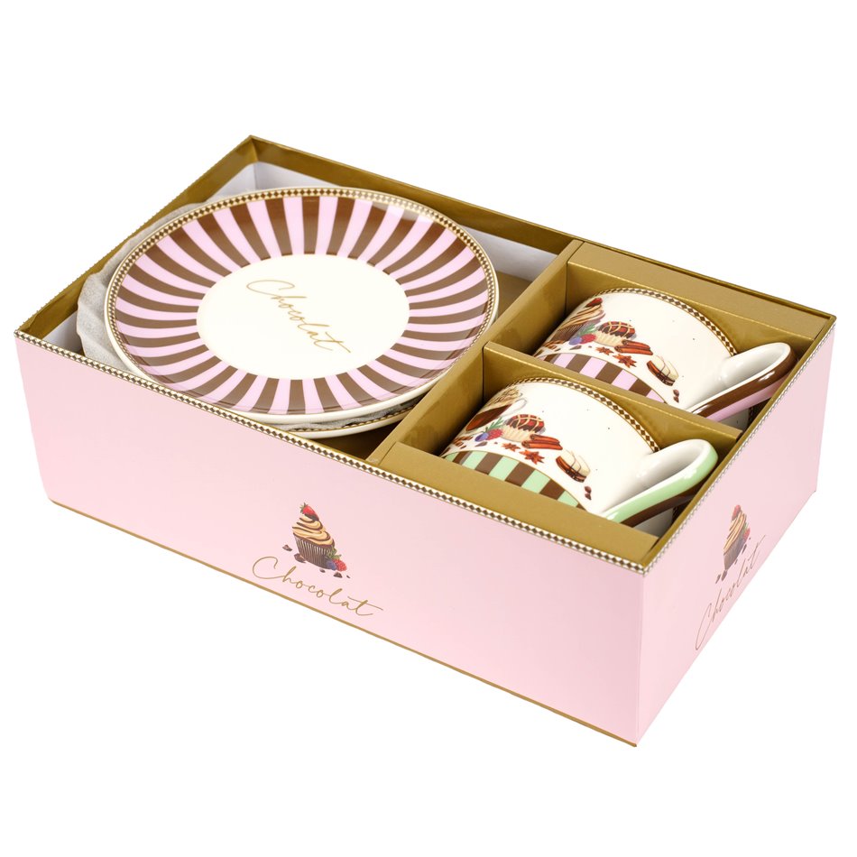Фарфоровый набор из чашки и блюдца, 2 шт., в подарочной коробке, 240ml, H6cm, D16cm