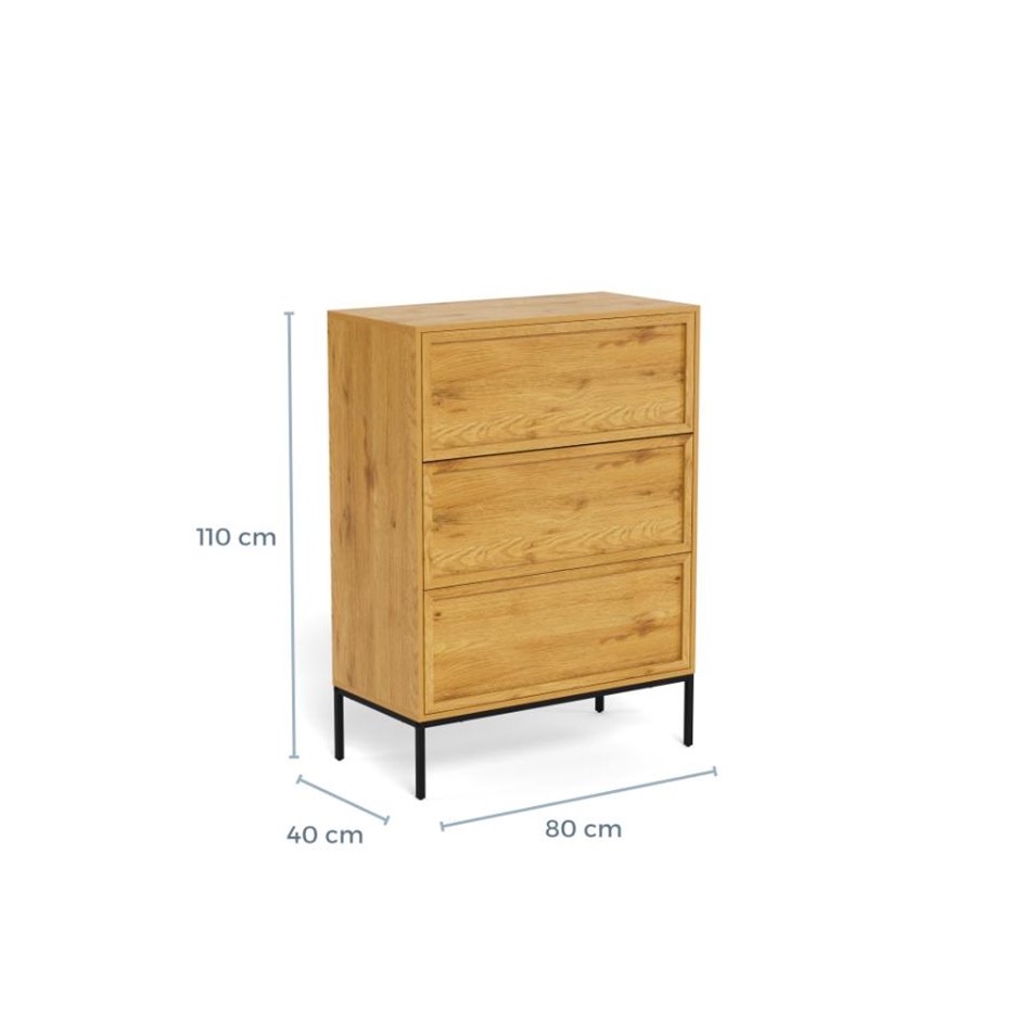 Chest of drawers Almdale, steel/MDF, H110x40x80cm