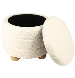 Pouf with storage Faberro S, cream, H33cm, D38cm