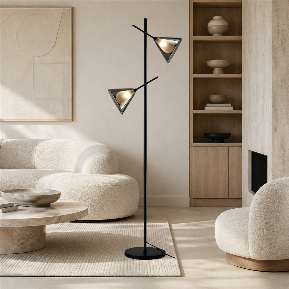 Floor lamp Robbio smoky, H150x20x18cm, G9x2 20W(MAX)