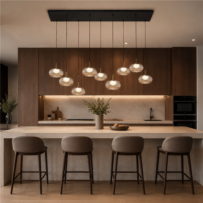 Pendant lamp Rbberton 9P amber, H24-182x100x27cm, G9x9 5W(MAX)